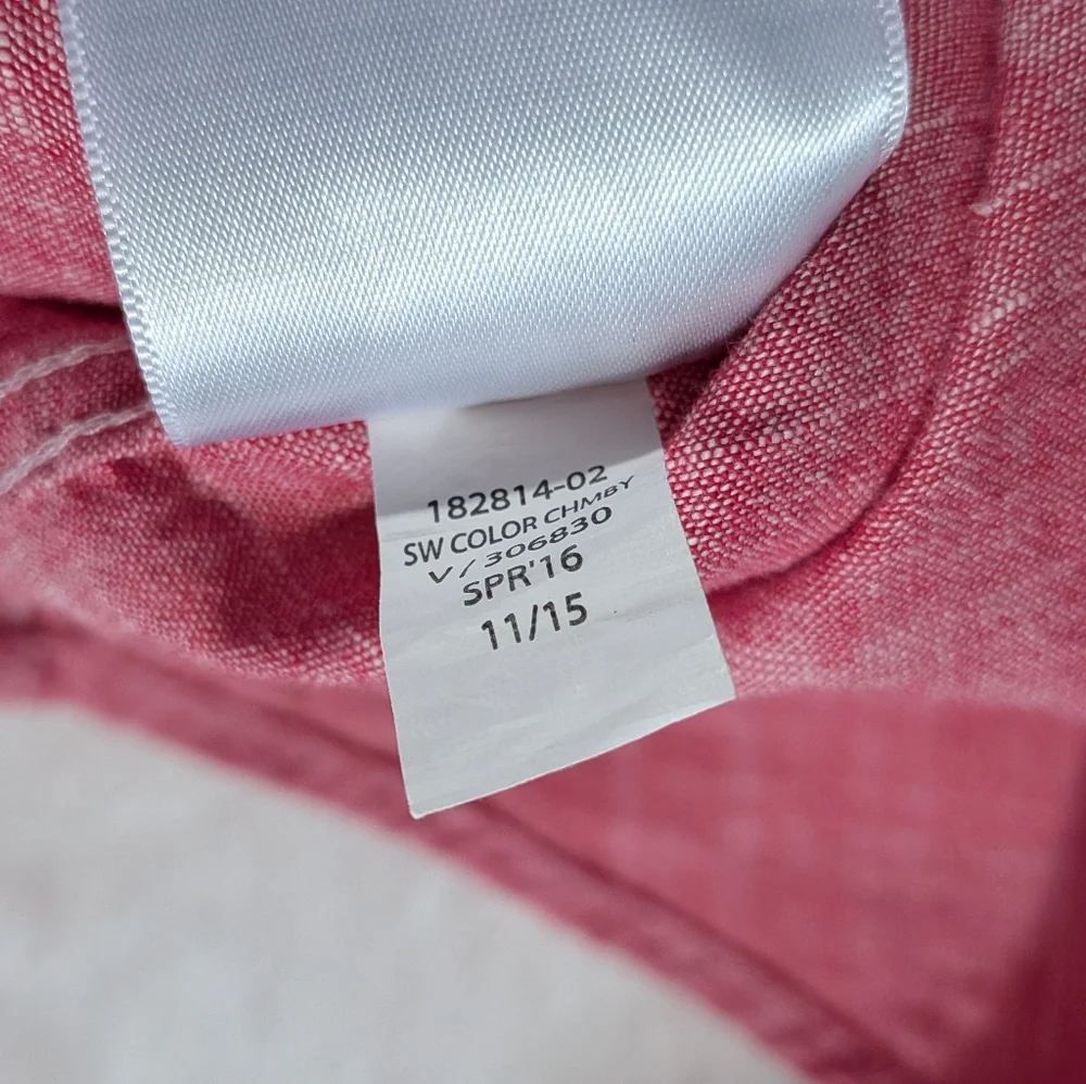 ❤️ Banana Republic Soft Wash 100% Cotton Red Long Sleeve Collar Shirt Size Small